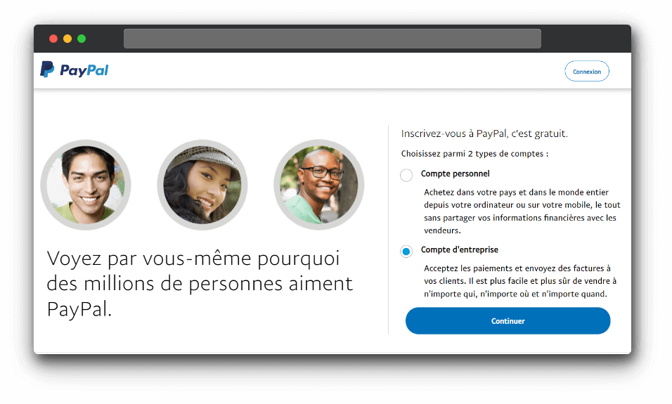 Type-de-Compte-PayPal Créer un Compte PayPal Pour Recevoir de l’Argent en Afrique (dans un Pays Restreint)