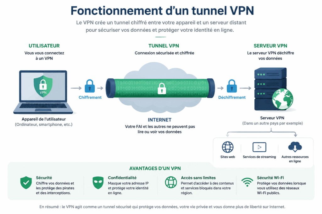 Graphique-montrant-le-chiffrement-des-donnees-grace-a-un-tunnel-VPN-1024x683 Comment Accéder en toute Sécurité à un Site de Torrent en France